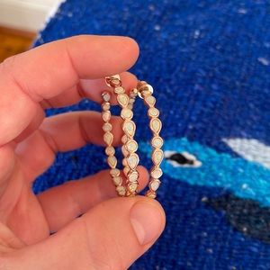 Opal rose gold hoops
